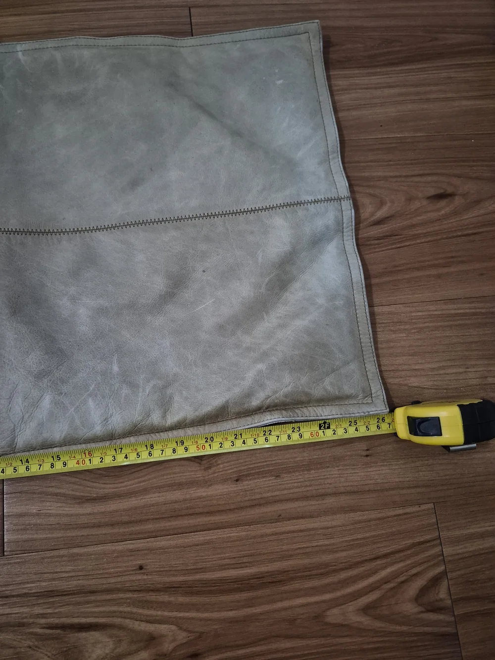 Pottery Barn Patchwork Leather Pillow Cover Gray Taupe 26x16 Rustic Modern